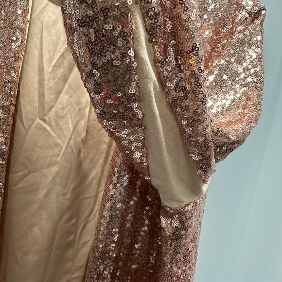 Torrid Stretch Sequin Long Line Open Front Blazer Jacket Size 2X Rose Gold NWT - Picture 8 of 9